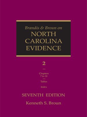 cover image of Brandis & Broun on North Carolina Evidence